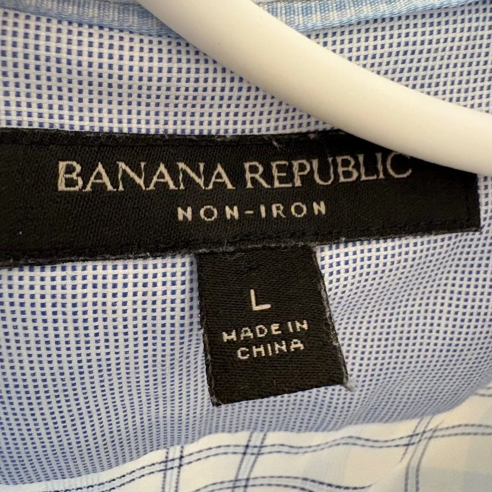 Banana Republic Grant Fit‎ Non Iron Checkered Dress Shirt Mens Size Large